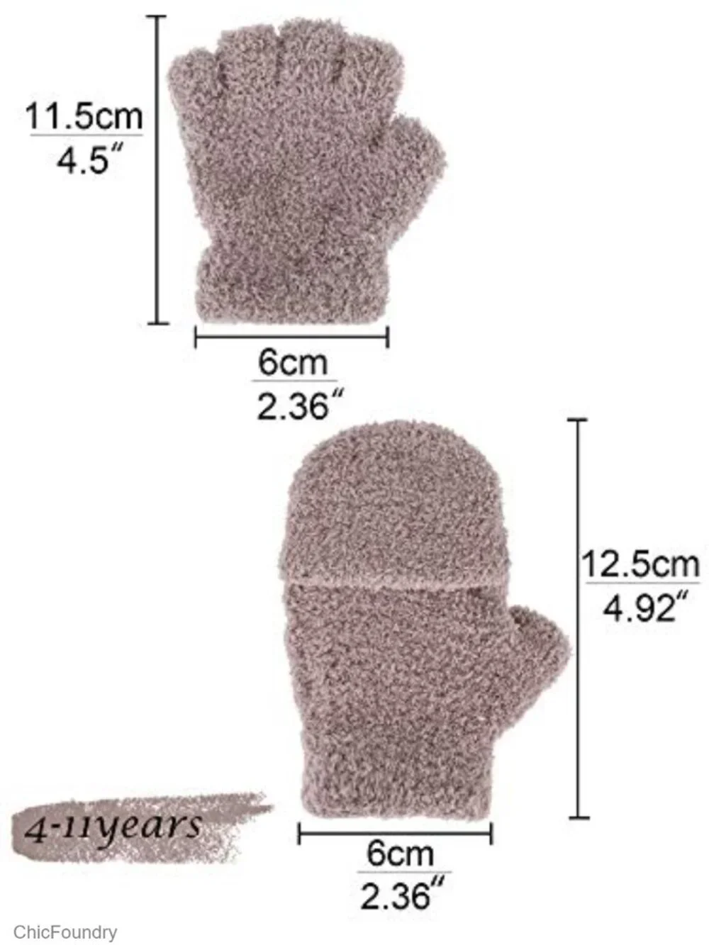 3 Pack Kids Fingerless Convertible Gloves Flip Top Mittens Winter Soft Knit